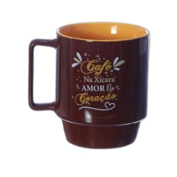 CANECA TINA  CAFÉ NA XÍCARA E AMOR NO CORAÇÃO