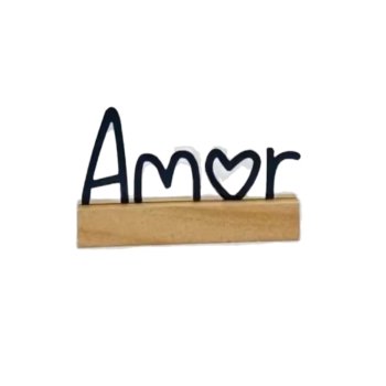 PLACA BASE MADEIRA METAL AMOR