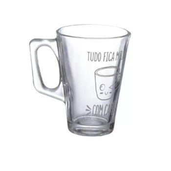 CANECA VIDRO 230ML FRASES