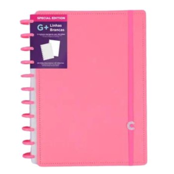 CADERNO G+ ALL PINK LINHAS BRANCAS