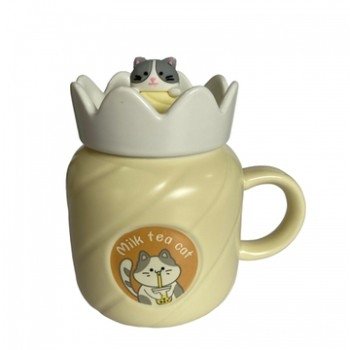 CANECA  C/ TAMPA COLHER GATINHO