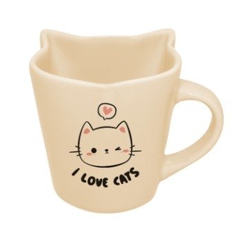 CANECA FORMATO GATO I LOVE CATS