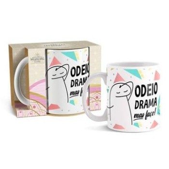 CANECA PORCELANA ODEIO DRAMA, MAS FAÇO!