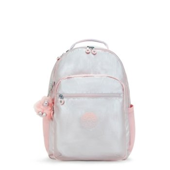 MOCHILA SEOUL PRATA COM ROSA  METALIZADA