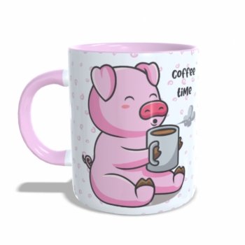 CANECA ROSA COFFEE TIME PIGGY