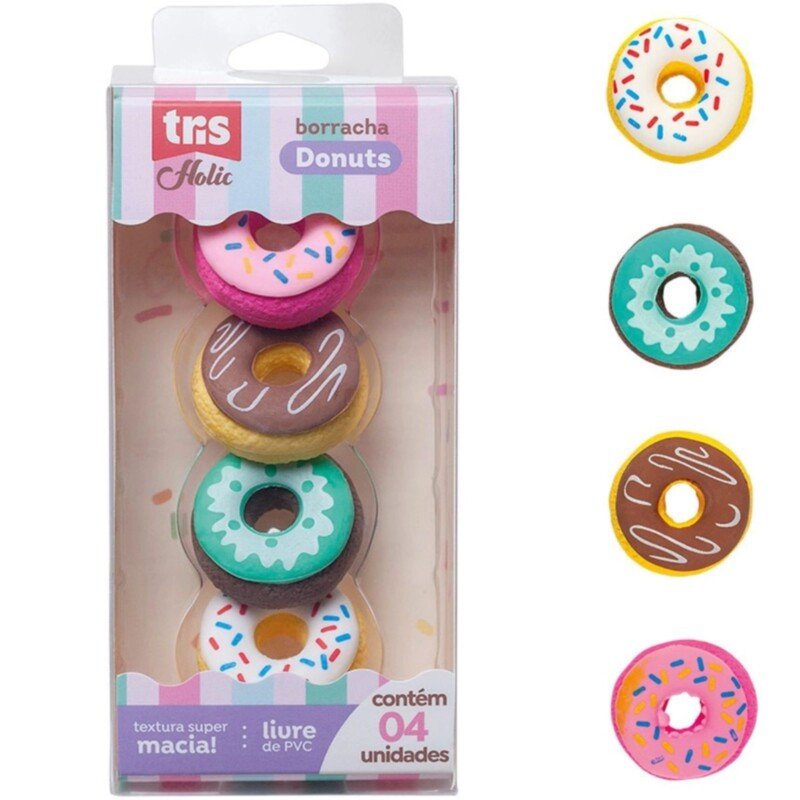 BORRACHA HOLIC DONUT C/ 4 UNIDADES