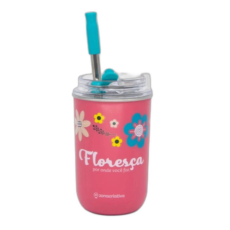 COPO NEO C/CANUDO 300ML FLORESÇA