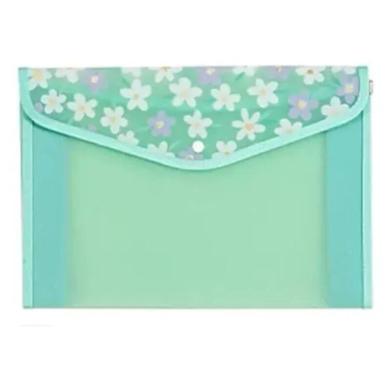 PASTA C/ BOTÃO LOVE FLOWERS VERDE