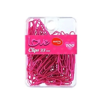 CLIPS LOVE PINK 33MM CX COM 100 UNIDADES