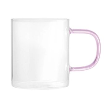 CANECA VIDRO C/ ALÇA ROSA