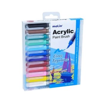 MARCADOR ACRYLIC BRUSH 12 CORES