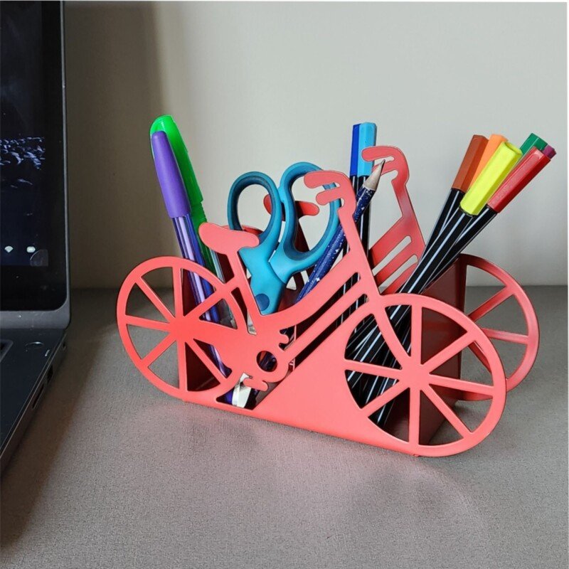 PORTA CANETA DUPLO BIKE VERMELHA - Imagem 2