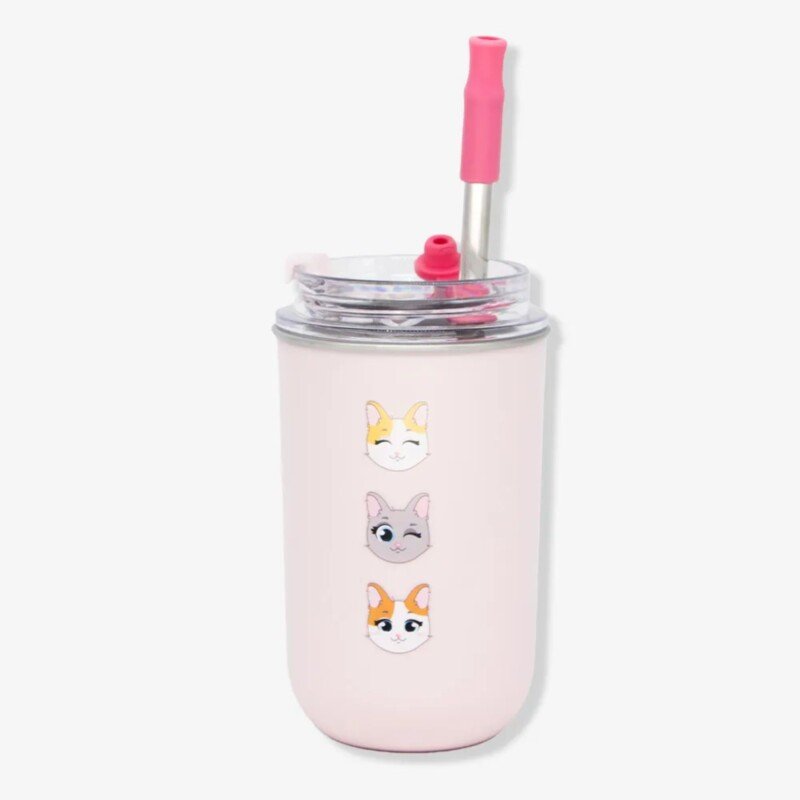 COPO NEO C/CANUDO 300ML EU AMO GATO - Imagem 2