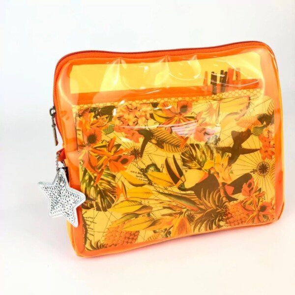 CASE PLANNER TRANSPARENTE NEON LARANJA