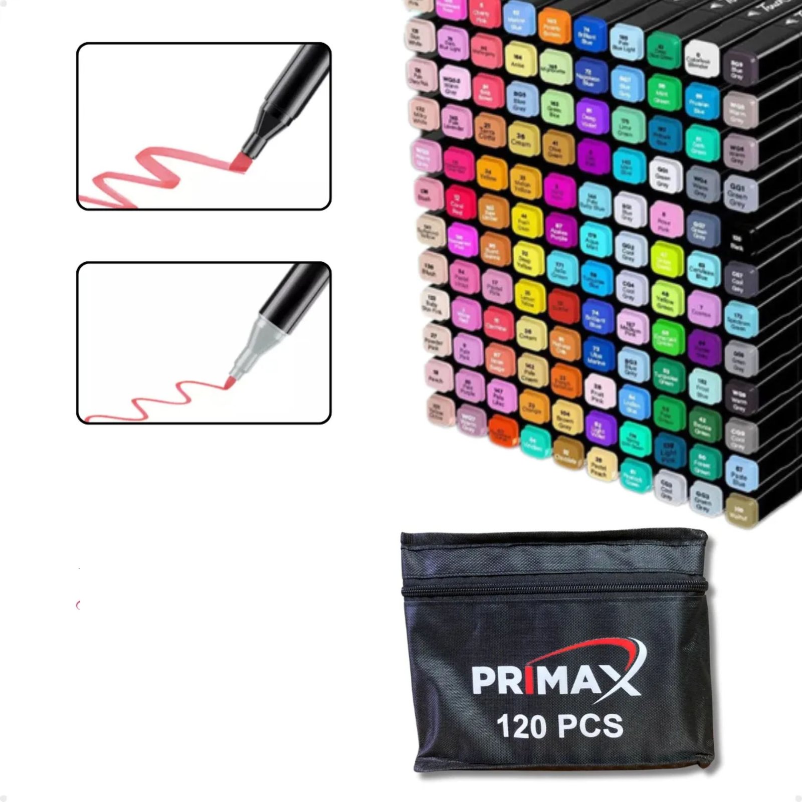 KIT CANETA 120 CORES MARCADOR PONTA DUPLA