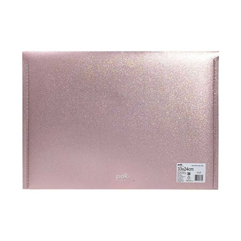 PASTA ENVELOPE COM BOTÃO ROSE - GLITTER - Imagem 2
