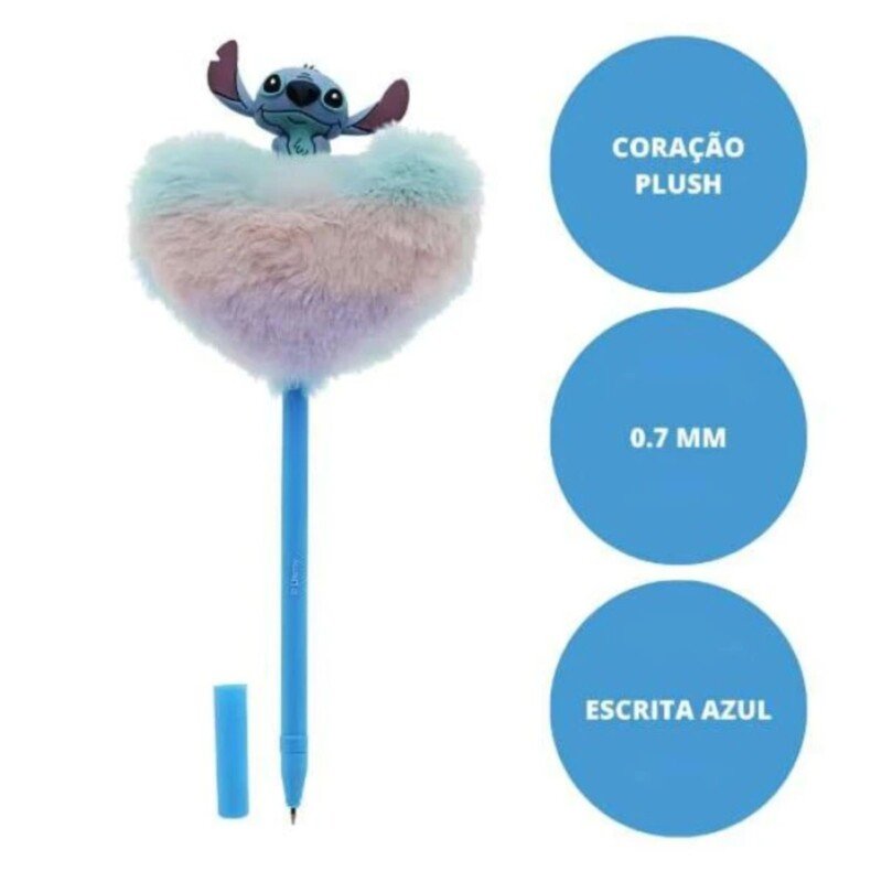 CANETA 0.7 CORAÇÃO PLUSH STITCH - Imagem 3