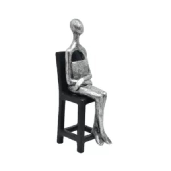 ESTÁTUA SENTADA PRATA