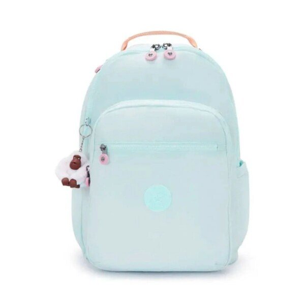 MOCHILA SEOUL VERDE PASTEL DETALHE LARANJA