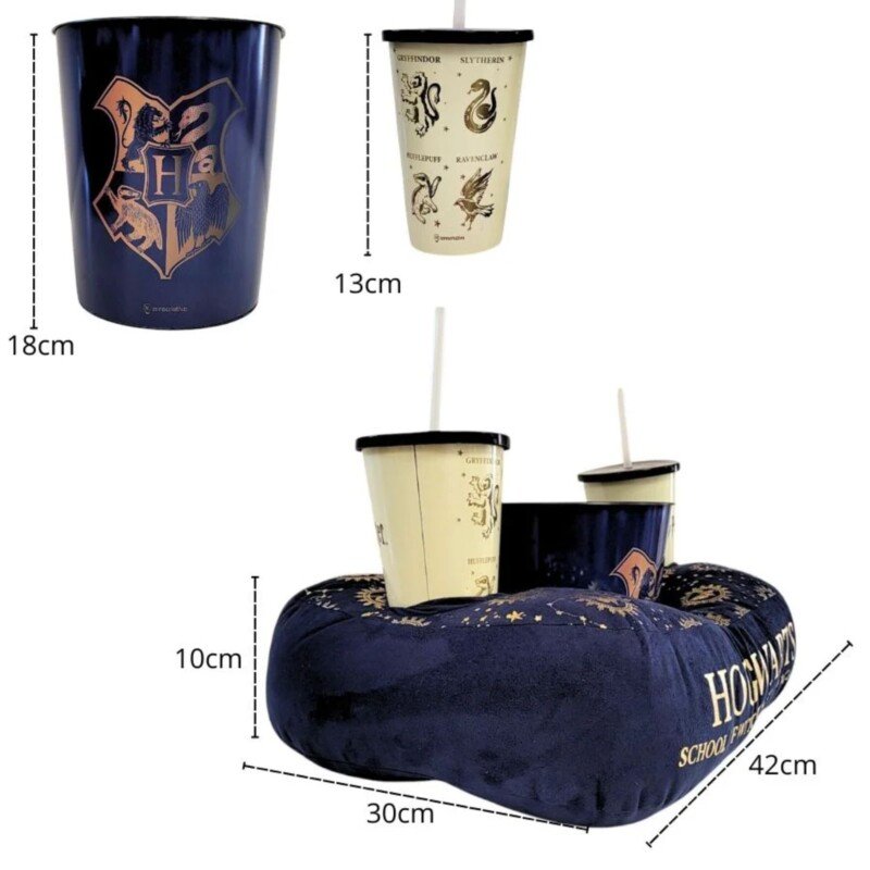 KIT ALMOFADA PIPOCA FIBRA SUEDE AZUL HARRY POTTER - Imagem 6