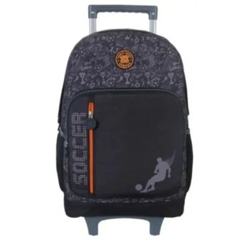 MOCHILETE FUTEBOL PRETA DETALHE LARANJA