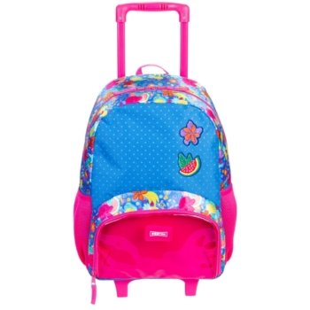 MOCHILETE AZUL COM FLORES MELANCIA