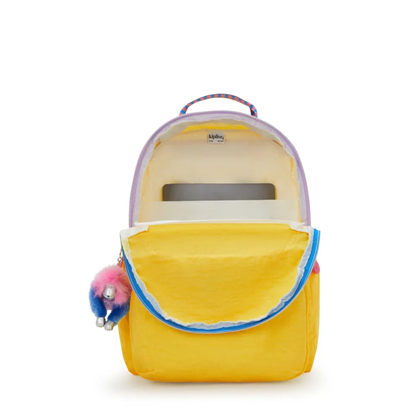 MOCHILA SEOUL AMARELA DETALHE AZUL/PINK - Imagem 6