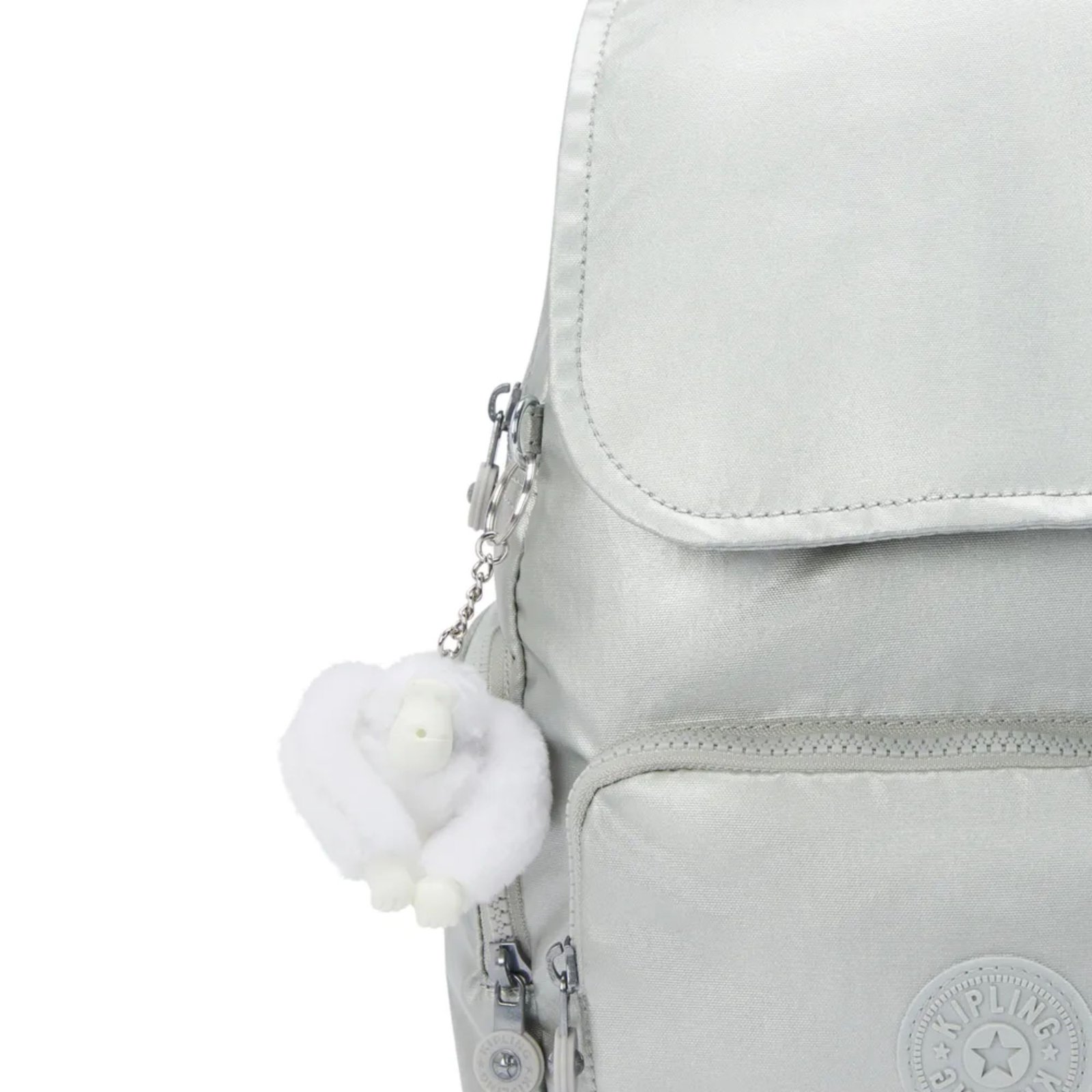 MOCHILA CITY ZIP PEQUENA PRATEADA - Imagem 5